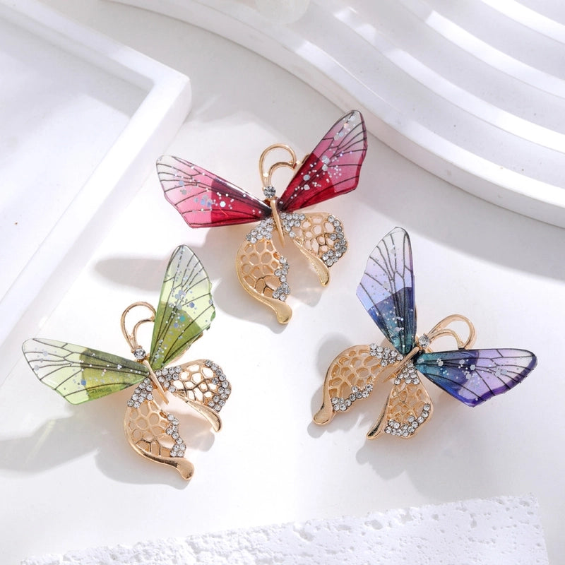 Sweet Pin Butterfly Arylic Plating Inlay Rhinestones Unisex Brooches