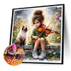 Diamond Painting-DIY Full Round Drill Girl Animal