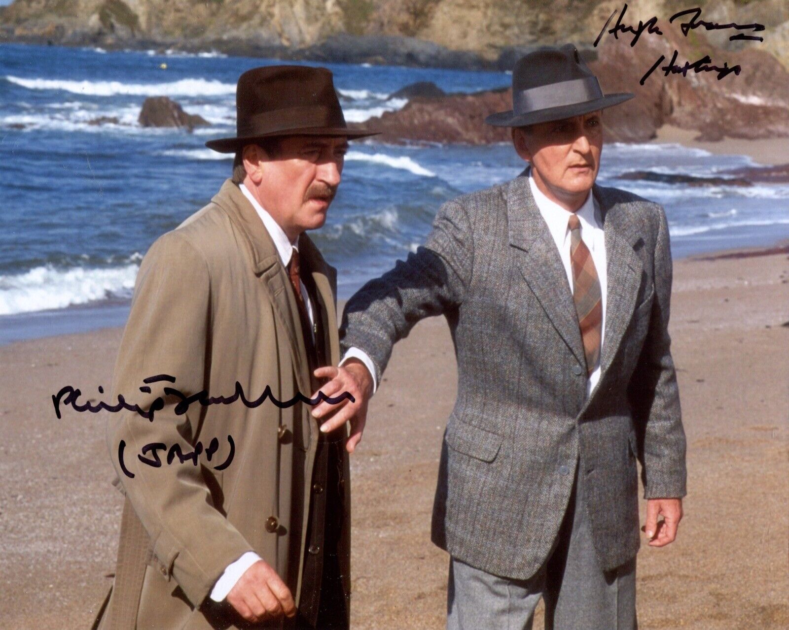 Poirot 8x10 Photo Poster painting signed by Hugh Fraser & Philip Jackson - UACC DEALER