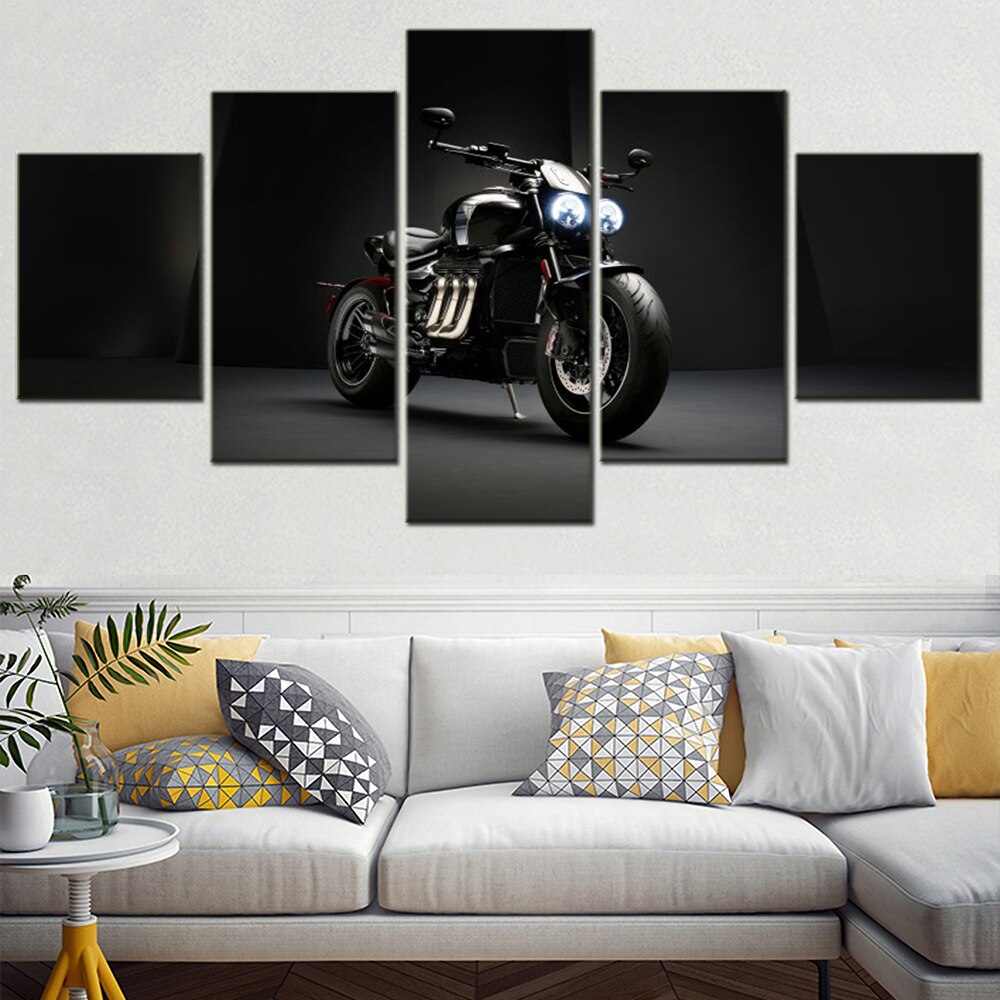 5 Pieces Canvas Art Poster Black Dark Triumph Rocket 3 TFC Motorcycle Decor Painting Living Room Wall Picture Print Home Decor