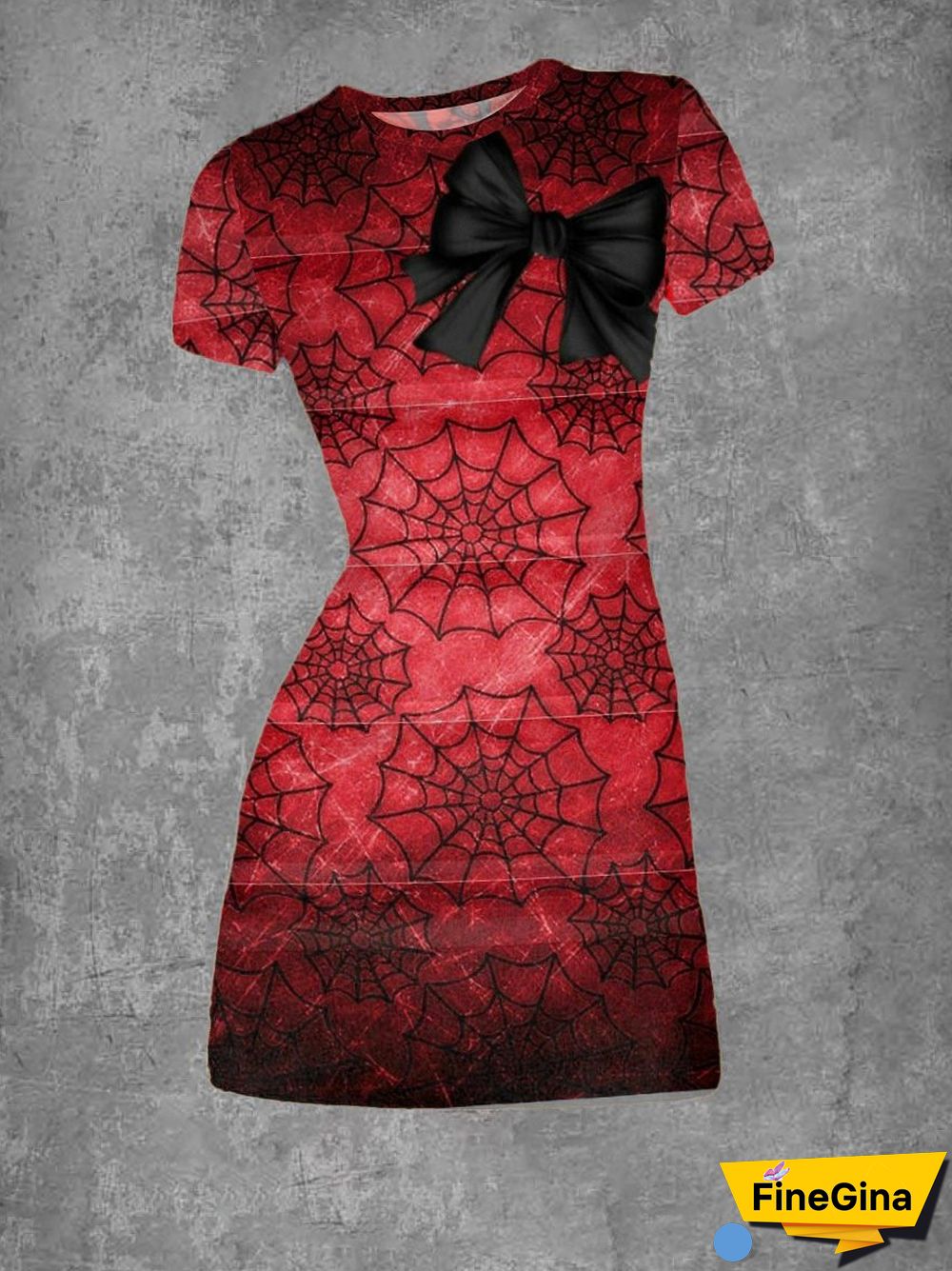 Women's Spider Web Print Crewneck Dress