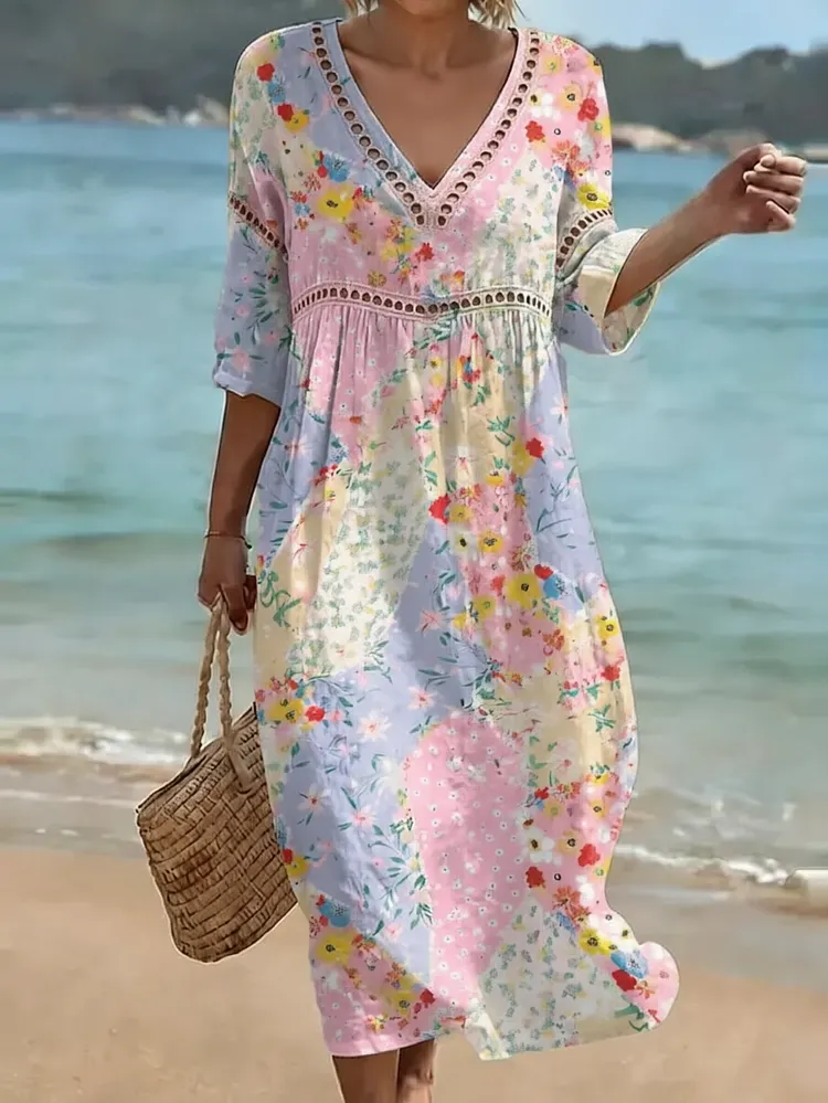 [Spot Big Sale] Women's Floral Print Casual Dress