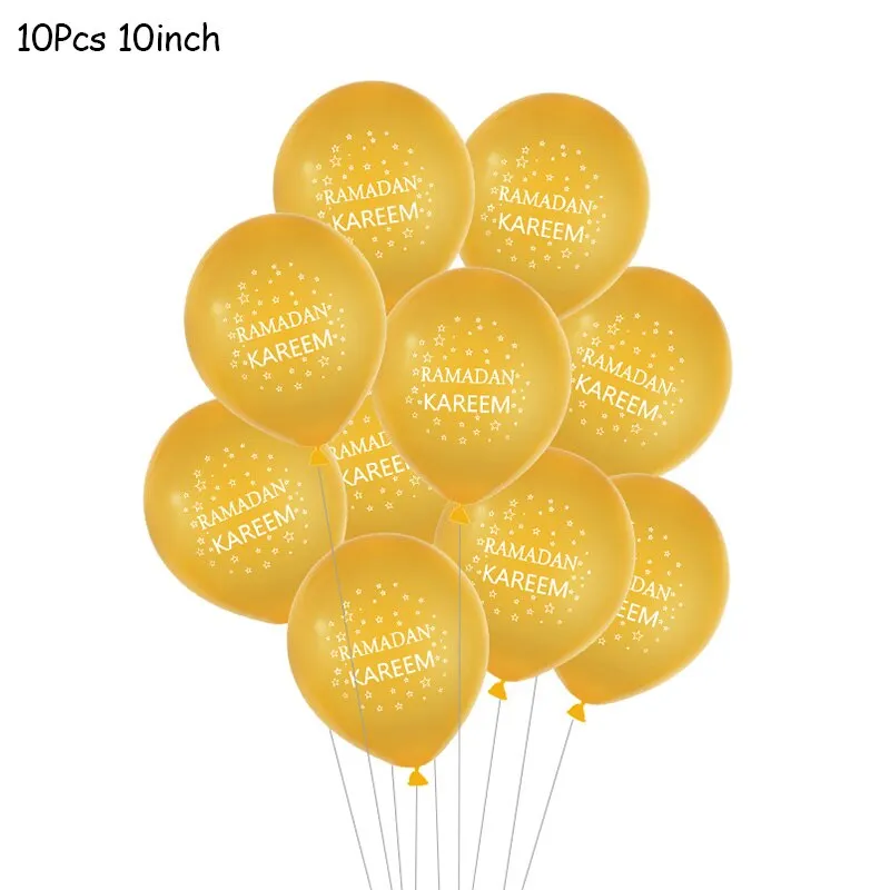 10Pcs EID MUBARAK Balloons Decor Ramadan And Eid Decoration Muslim Hijab Islamic Decor Muslim Ramadan Mubarak Party Supplies