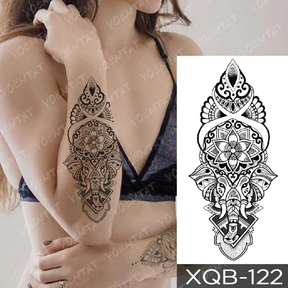 Waterproof Temporary Tattoo Sticker Pink Lotus Rose Lace Flowers Flash Tattoos Snake Dragon Body Art Arm Fake Tatoo Women Men