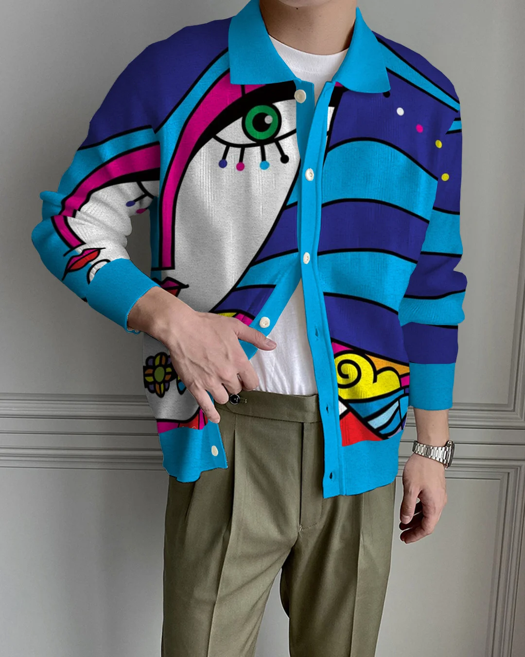Men's Lapel Knitted Sweater Cardigan ad77