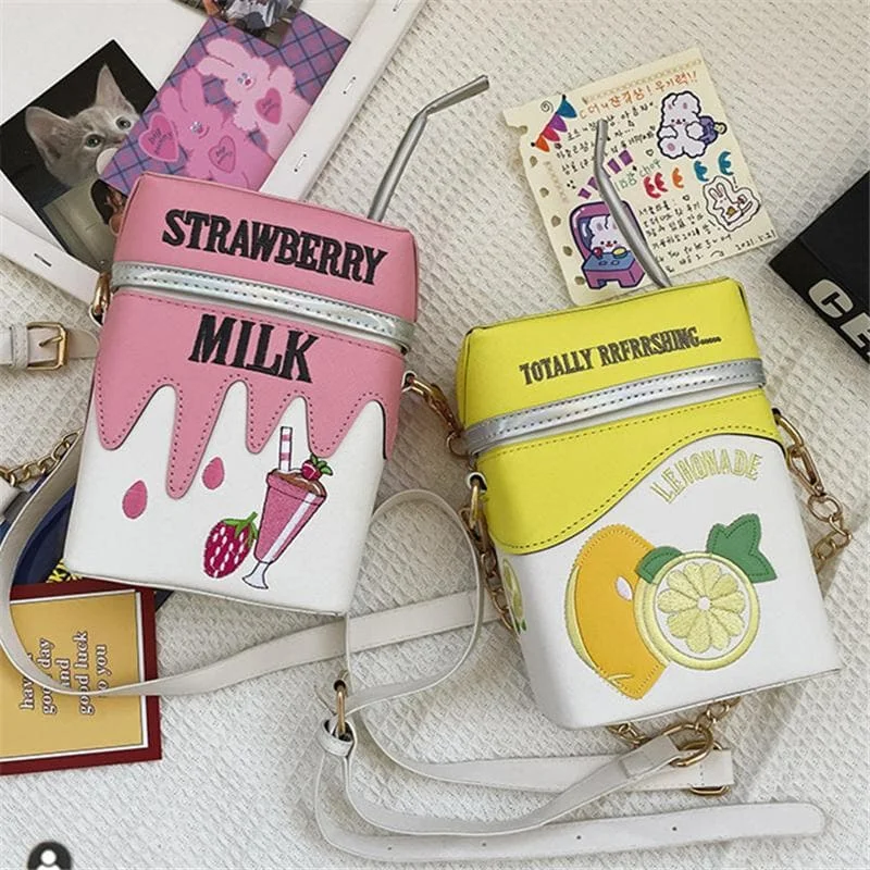 Strawberry Milk Lemonade Pink Yellow Pastel Shoulder Bag SP179370