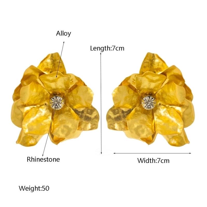 1 Pair Casual Vacation Flower Inlay Alloy Rhinestones Gold Plated Silver Plated Ear Studs