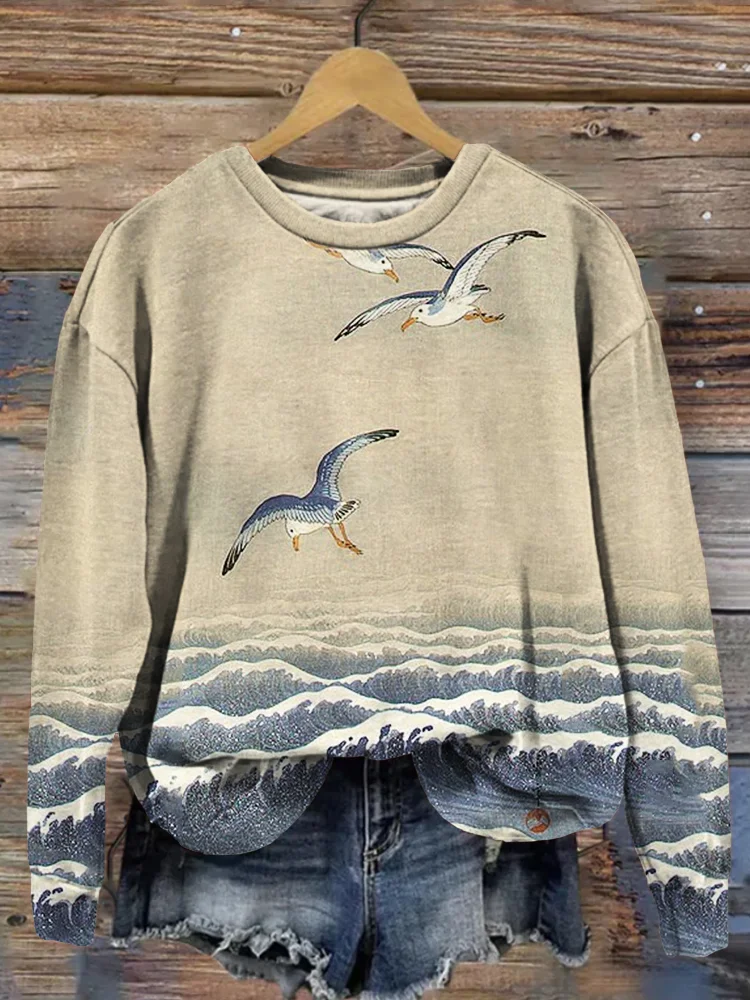 Japanese Wave Paintings Vintage Comfy Sweatshirt