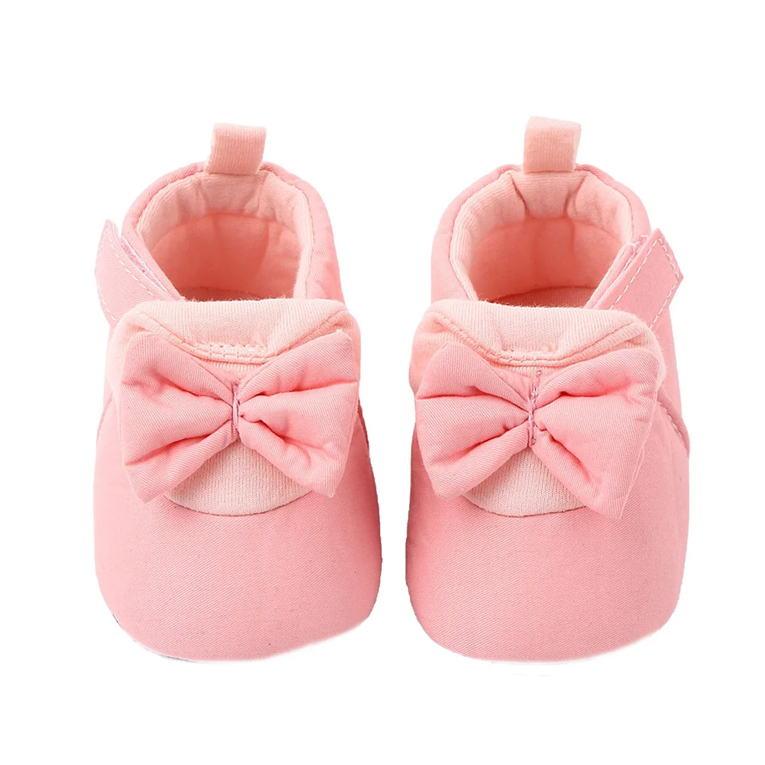 Newborn Toddler Baby Shoes, Anti-Slip Bowknot Cotton Shoes Prewalker Soft Sole Shoes for Baby Girls Solid First Walkers Princess
