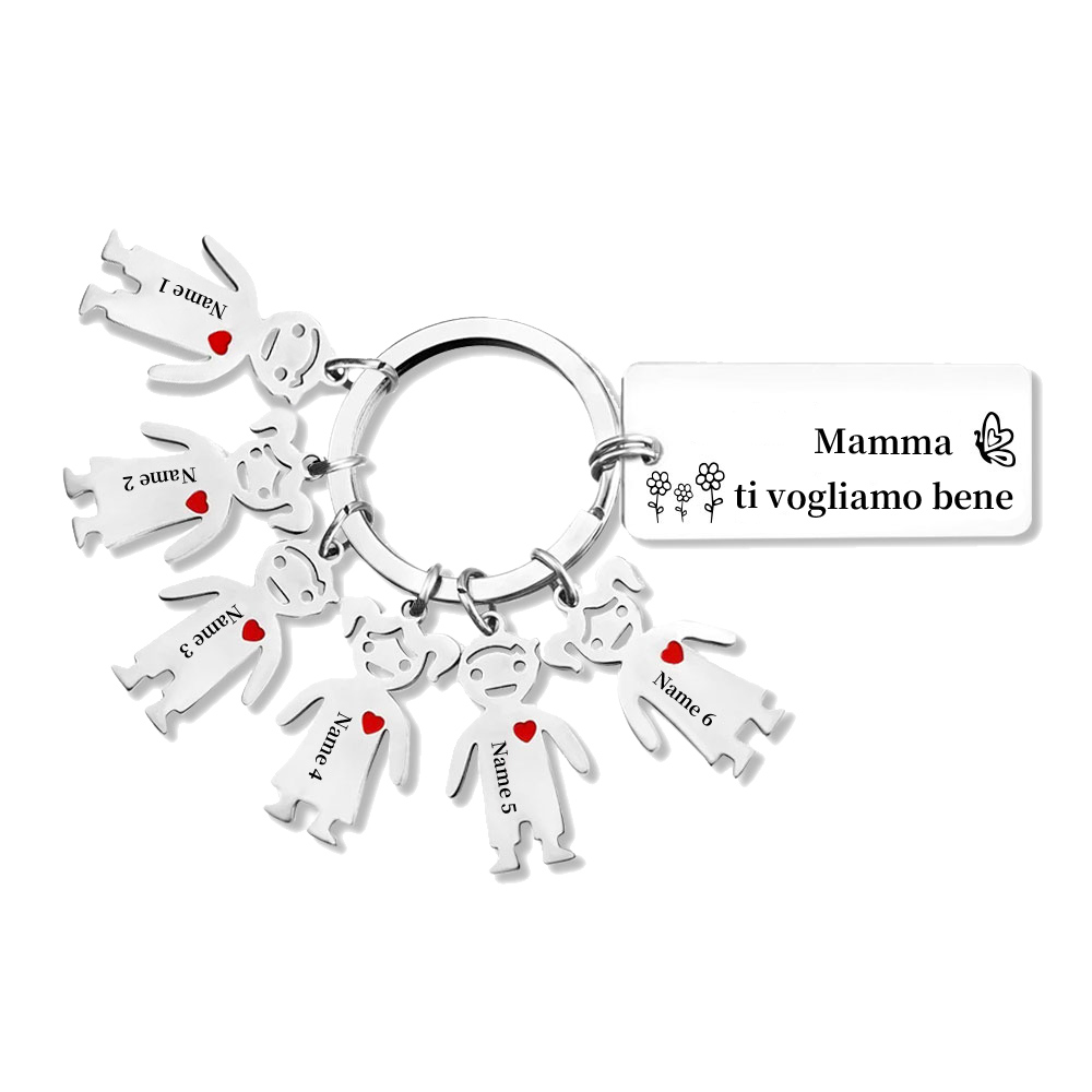 Festa della Mamma Mamma ti voglio bene-Portachiavi ciondolo bambino 6 nomi personalizzati regalo per mamma