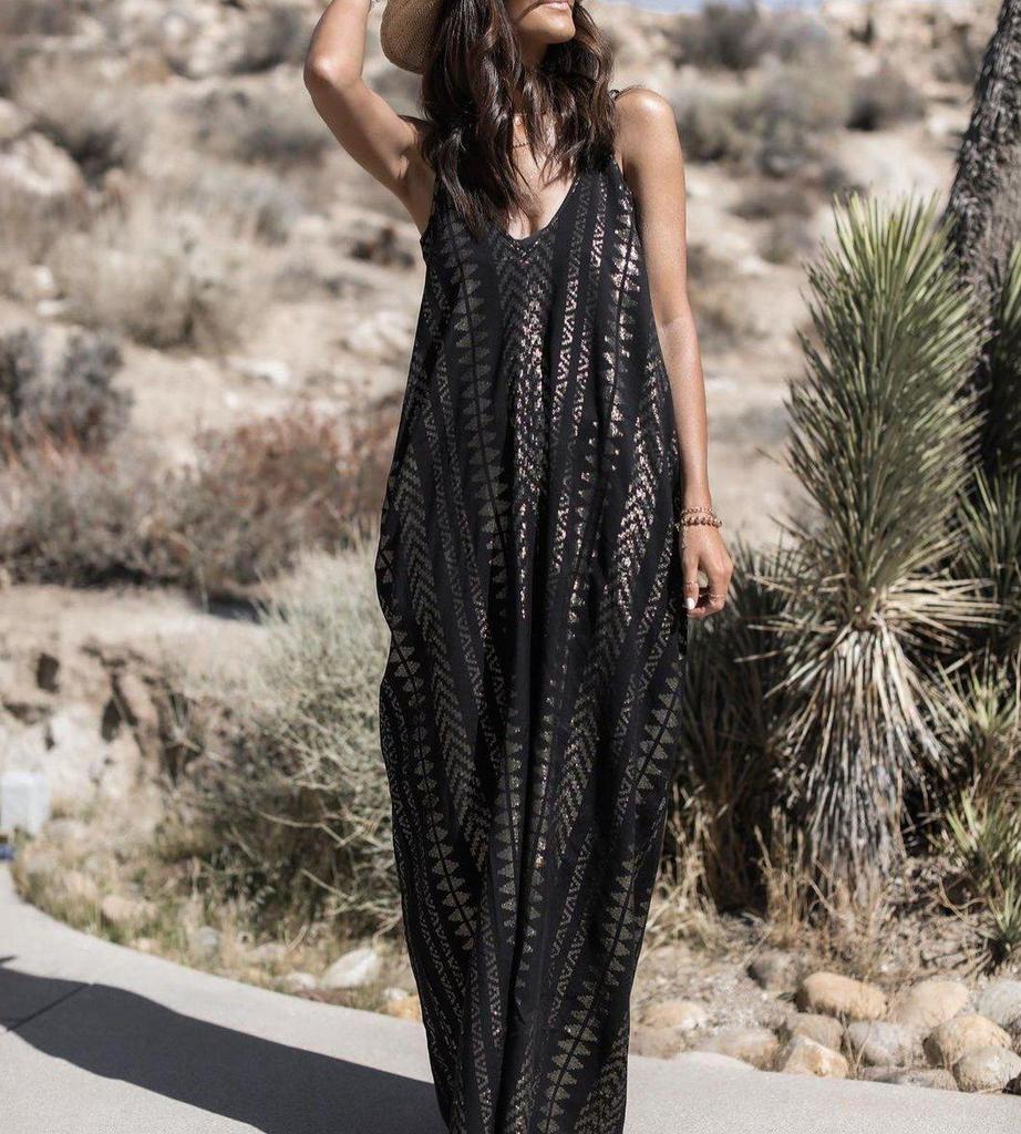 Glamorous Sleeveless Print Maxi Dress-vocosishoes