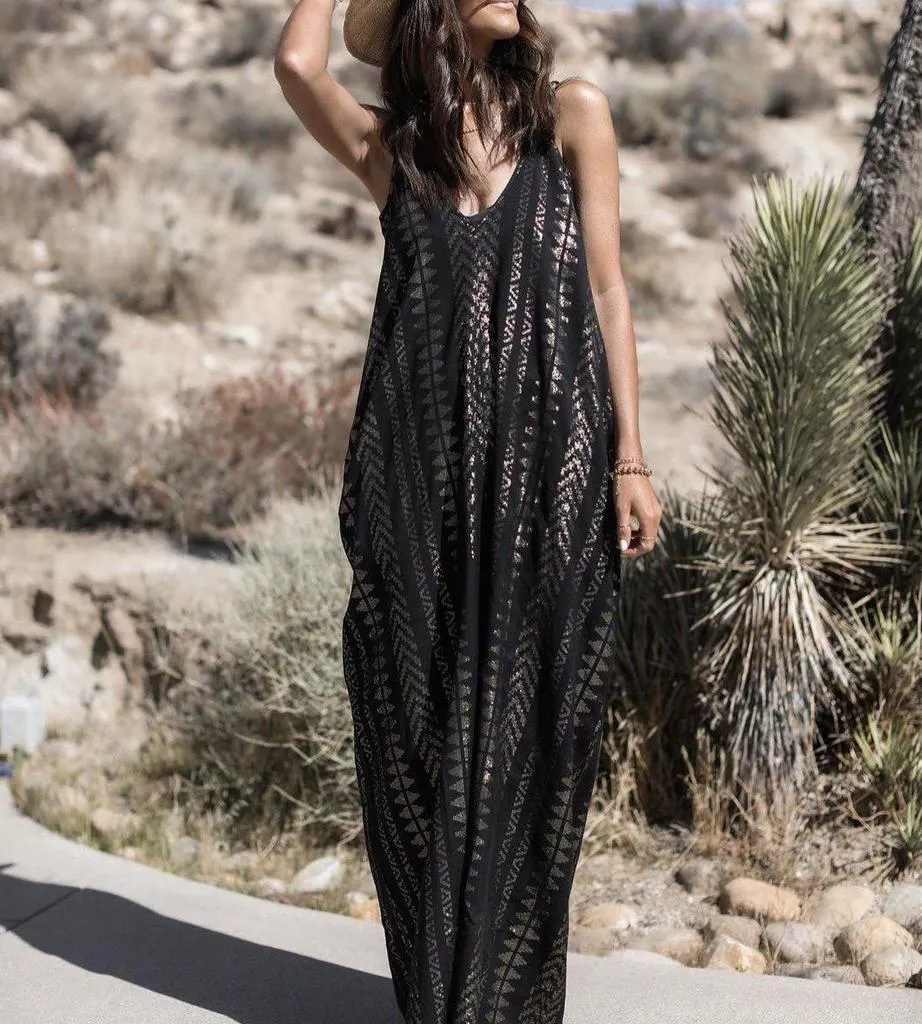 Glamorous Sleeveless Print Maxi Dress-vocosishoes