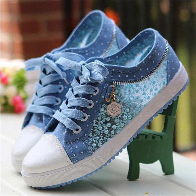 Qengg Women Canvas Chain Metal Lace Vulcanized Female Summer Lace-up Breathable Fashion Shoes Ladies New Casual Comfort Flat