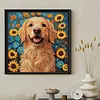 Golden Dog with Sunflowers Partial Drill Diamond Painting Kit 30x30cm Special Shaped Diamonds DIY Craft for Adults Beginners Home Decor