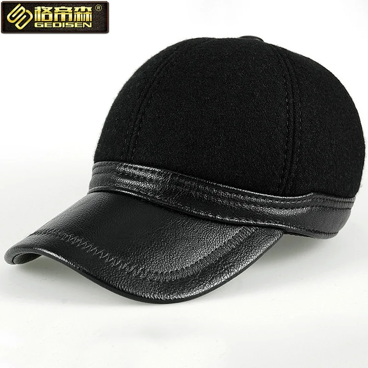 Men s Wool Caps Hats Adult Wool Baseball Cap Ear Protection Hat Yong Man Baseball HatYear Gift Adjustable B-7235