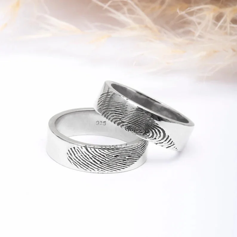 Personalized Fingerprint Ring/Handwriting Band Ring