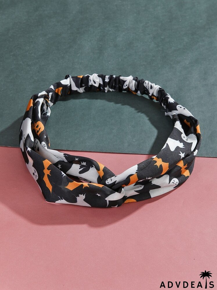 Halloween Ghost & Bat Print Hair Band