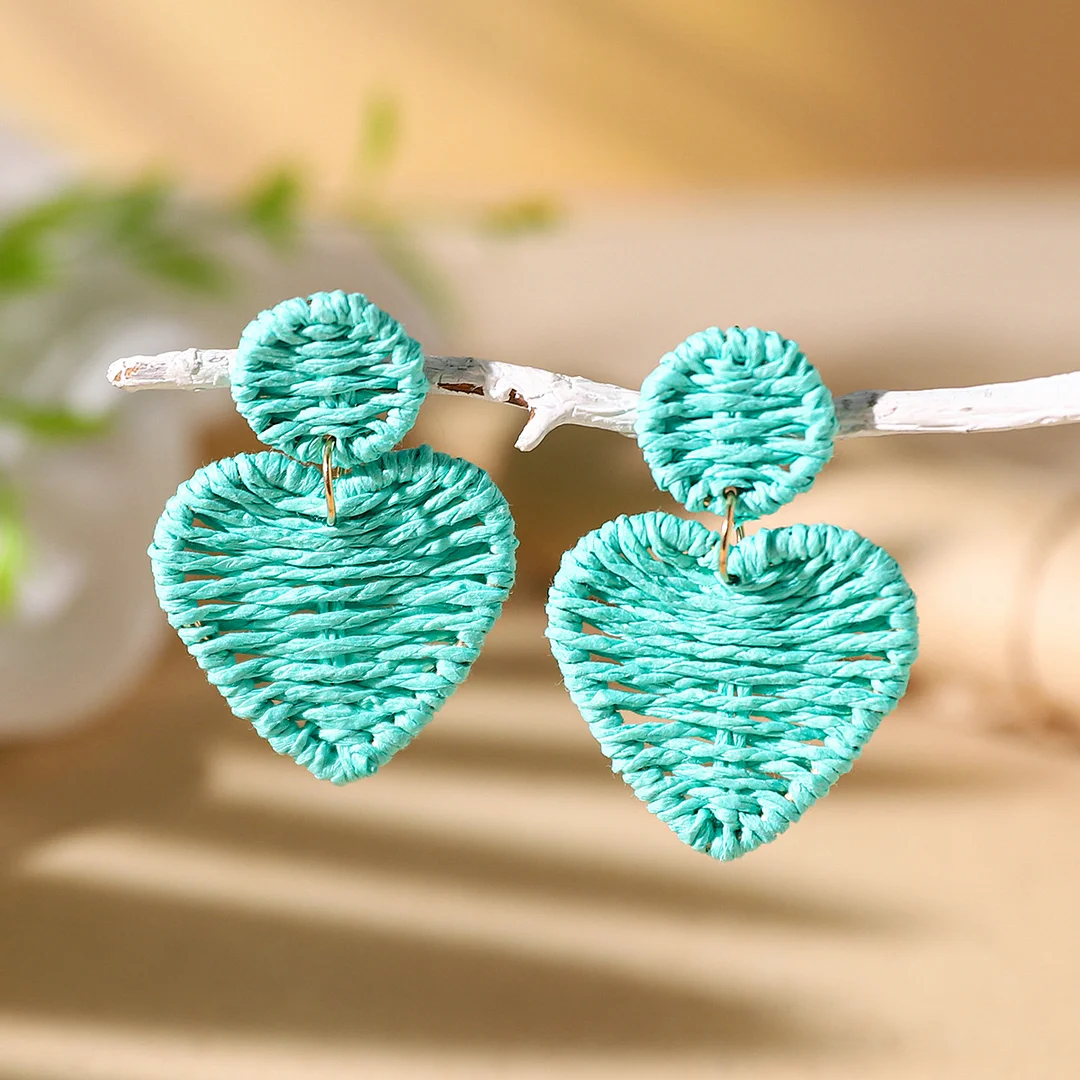 Women's Holiday Bohemian Style Raffia Hand-woven Earrings