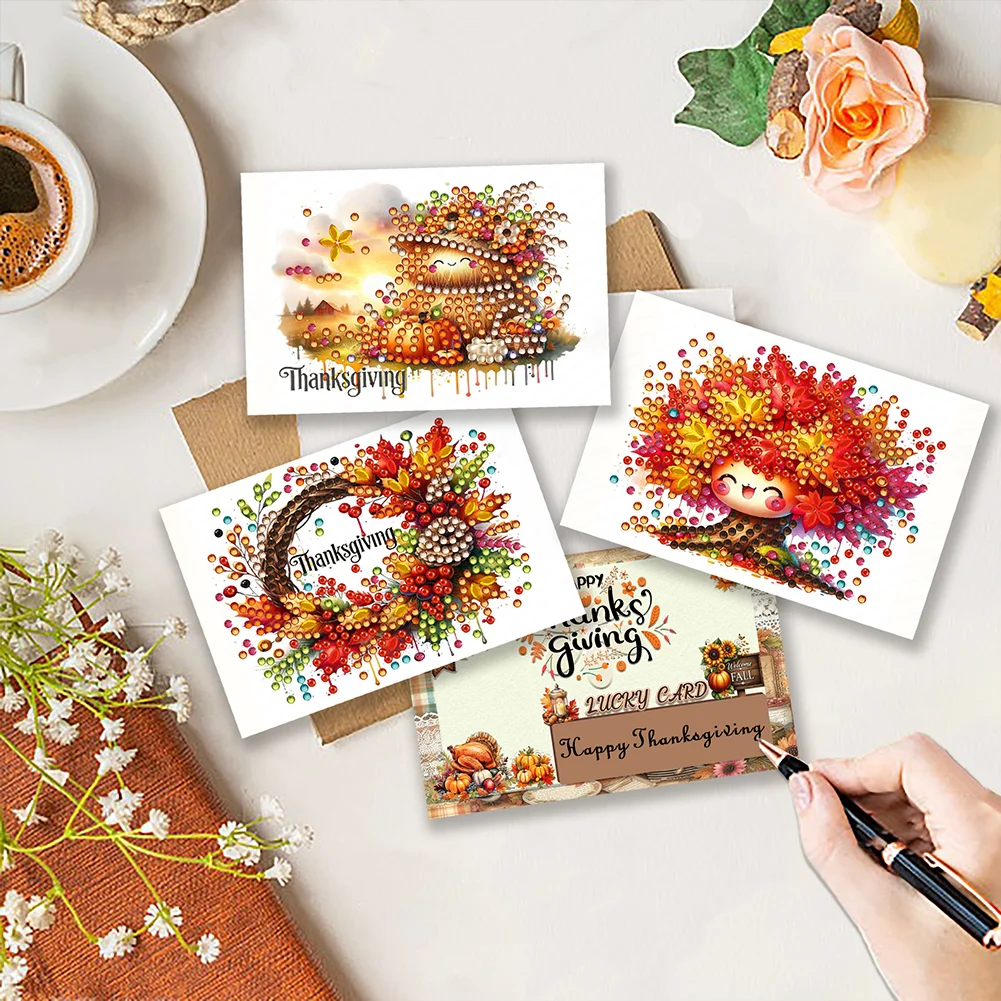 10pcs DIY Diamond Painting Crystal Scratch Card Party Gift Card (Thanksgiving)