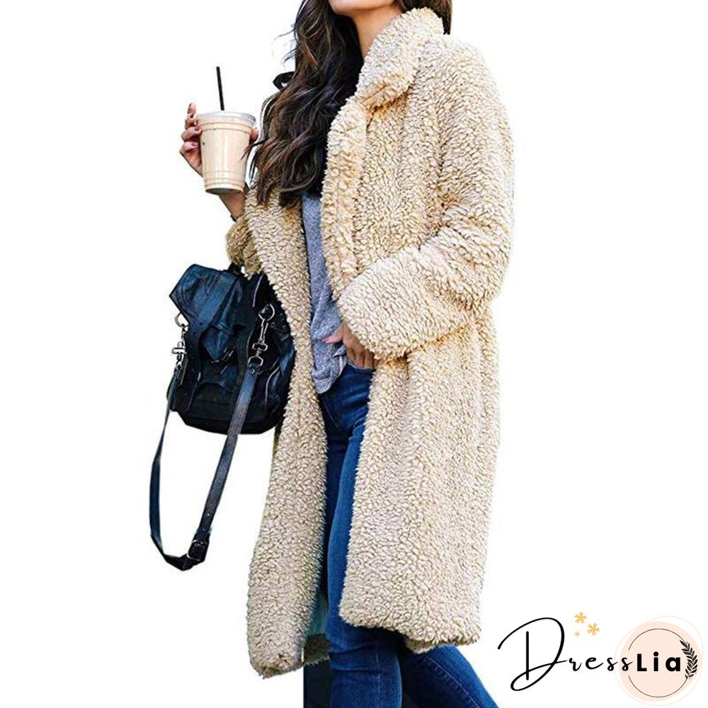 Soft Faux Lambelwool Loose Long Coat