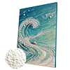 DIY Pearl Painting Waves for Home Wall Decor with Frame(40x30cm)