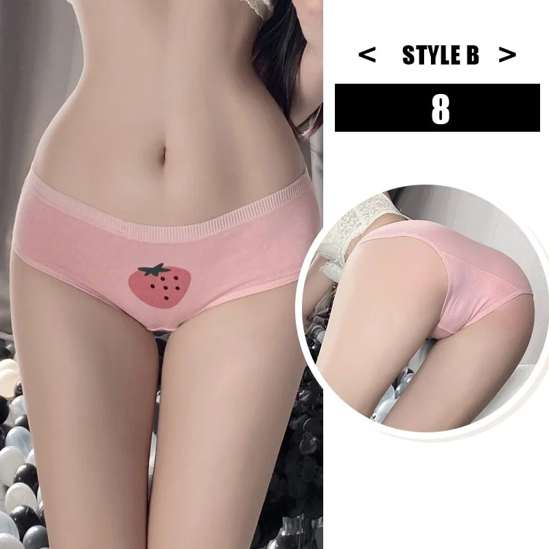 Women's Cotton Underwear Kawaii  Anime Coverage Panties Sexy Lace Breathable Soft Lingerie Lovely Cute Seamless Stretch Briefs