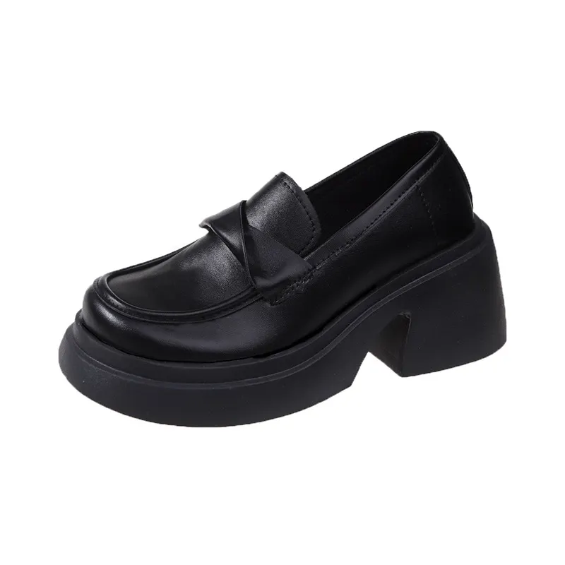 Breakj Breakj Small Leather Shoes Women In The Spring Of 2025 New Pine Cake French Retro English Style Lefu Shoes One Foot Single Shoes