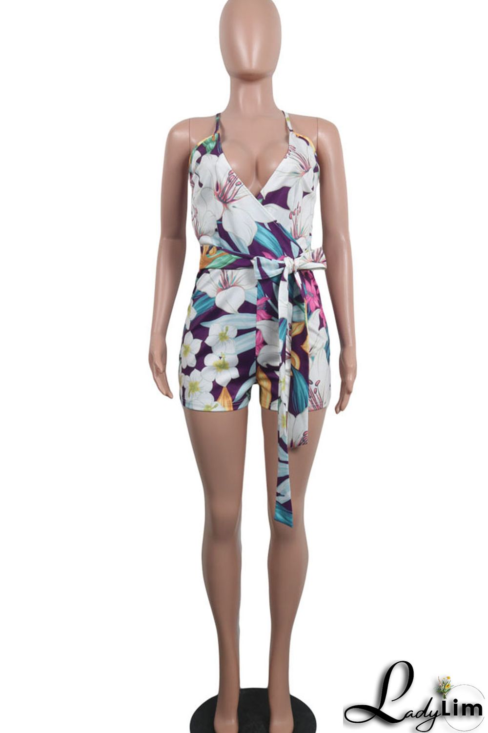 Black White Casual Print Patchwork Backless Regular Jumpsuits