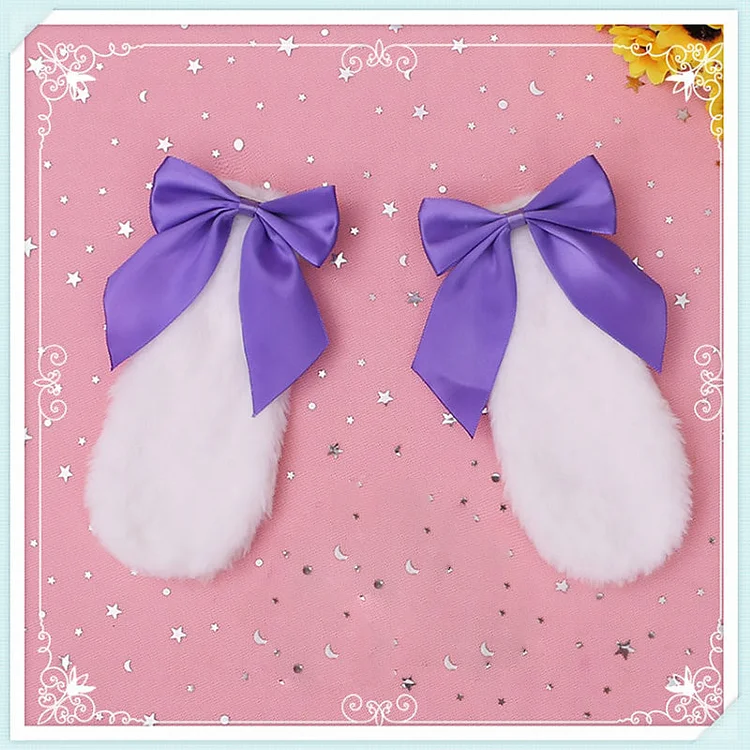 Kawaii Rabbit Plush Lop Ears Hairpin - Gotamochi Kawaii Shop, Kawaii Clothes