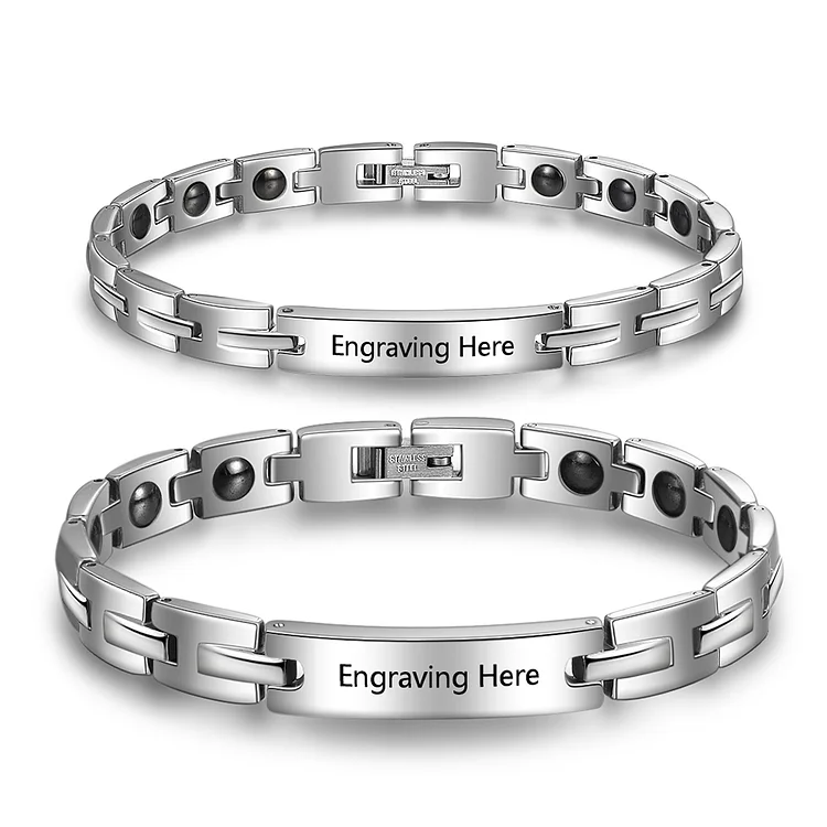 2PCS Bracelets 2 textes Personnalisés bracelet en commun pour Un couple Bracelet Jessemade FR