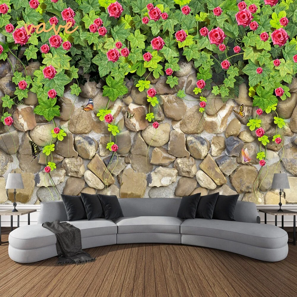 Nigikala Flower Plant Fabric Large Tapestry Wall Hanging Boho Hippie Green Floral Cloth Tapestry Aesthetic Bedroom Room Decor