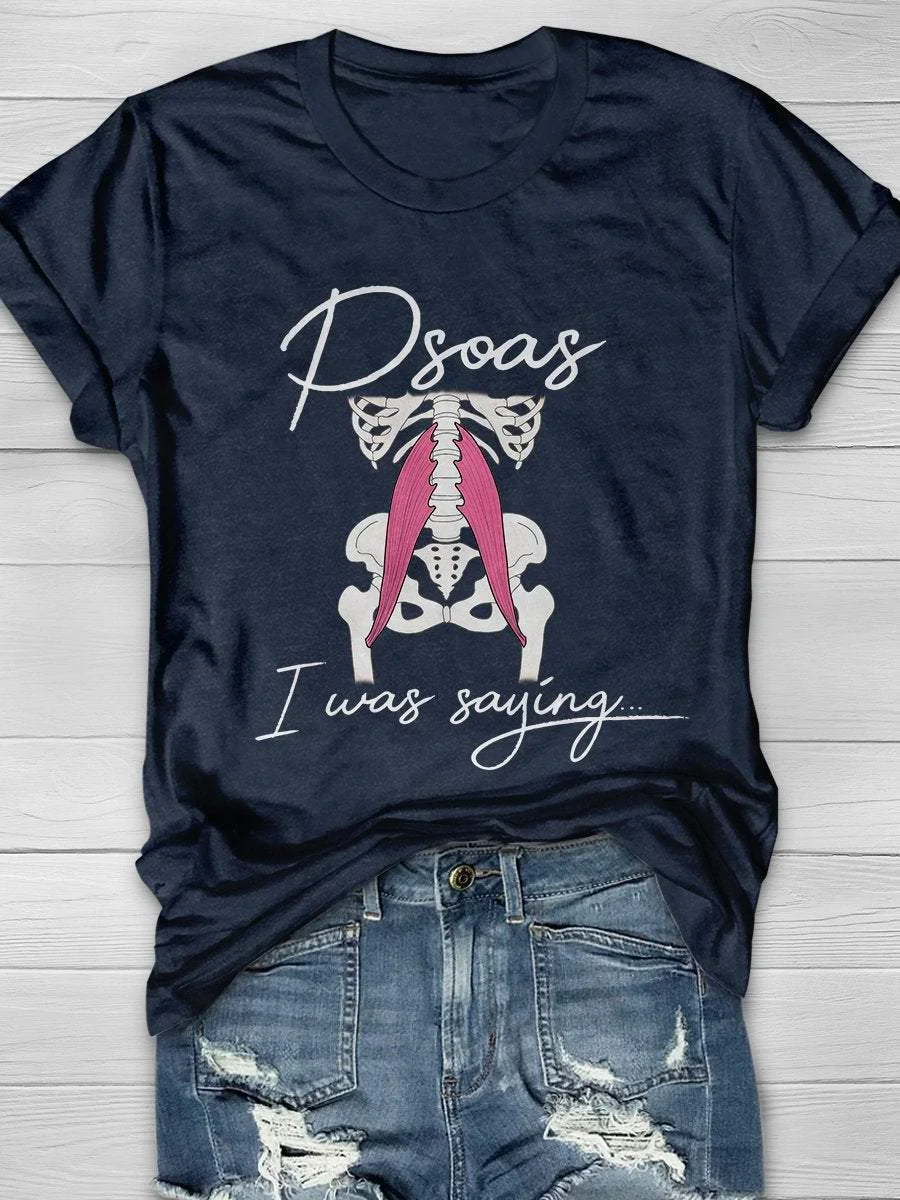 Funny Psoas Print Short Sleeve T-shirt
