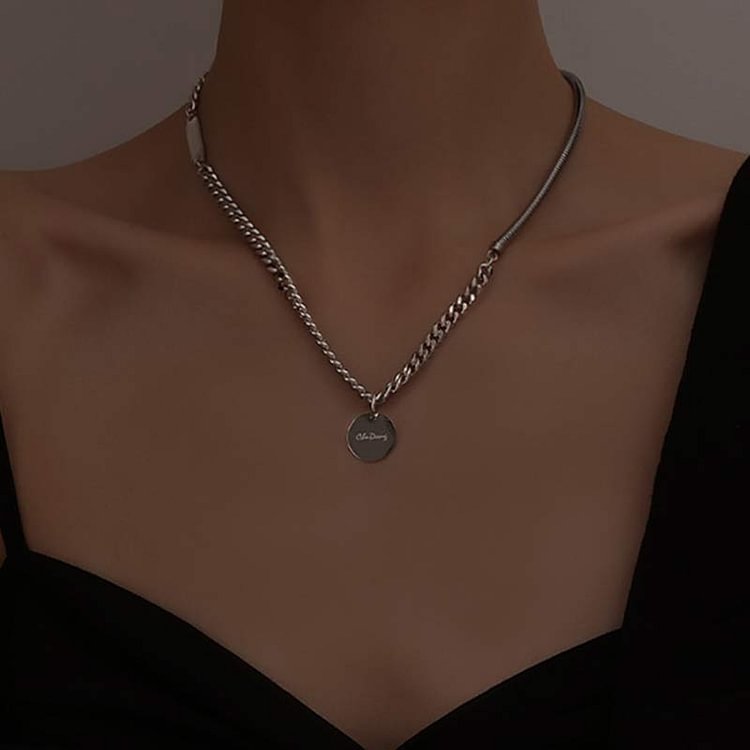 Round Chain Titanium Steel Pendant Necklace - Modakawa