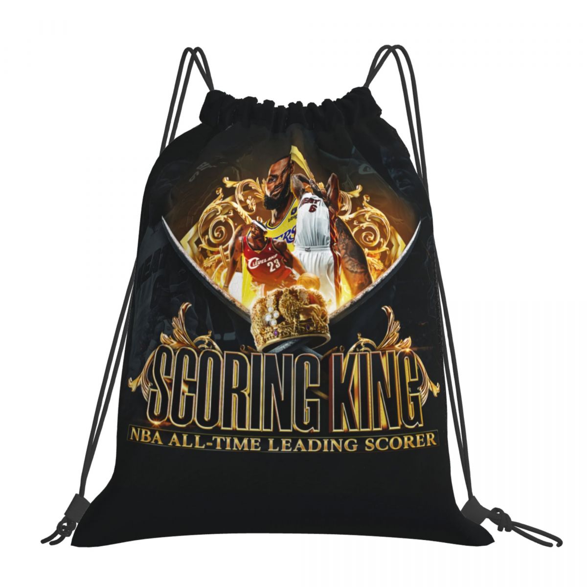 Lebron James Scoring Tracker Unisex Drawstring Backpack Bag Travel Sackpack