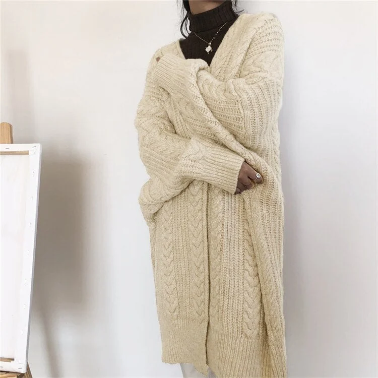 Syiwidii Long Cardigan Women Criss-Cross Sweater Autumn Winter 2021 Vintage Fashion New Long Sleeve Casual Loose Knitted Jackets