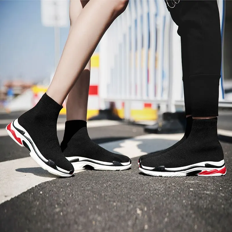 MWY Fashion Vulcanized Shoes Ankle Socks Shoes Women Comfortable Casual Trainers Black Platform Sneakers Unisex Zapatos De Mujer