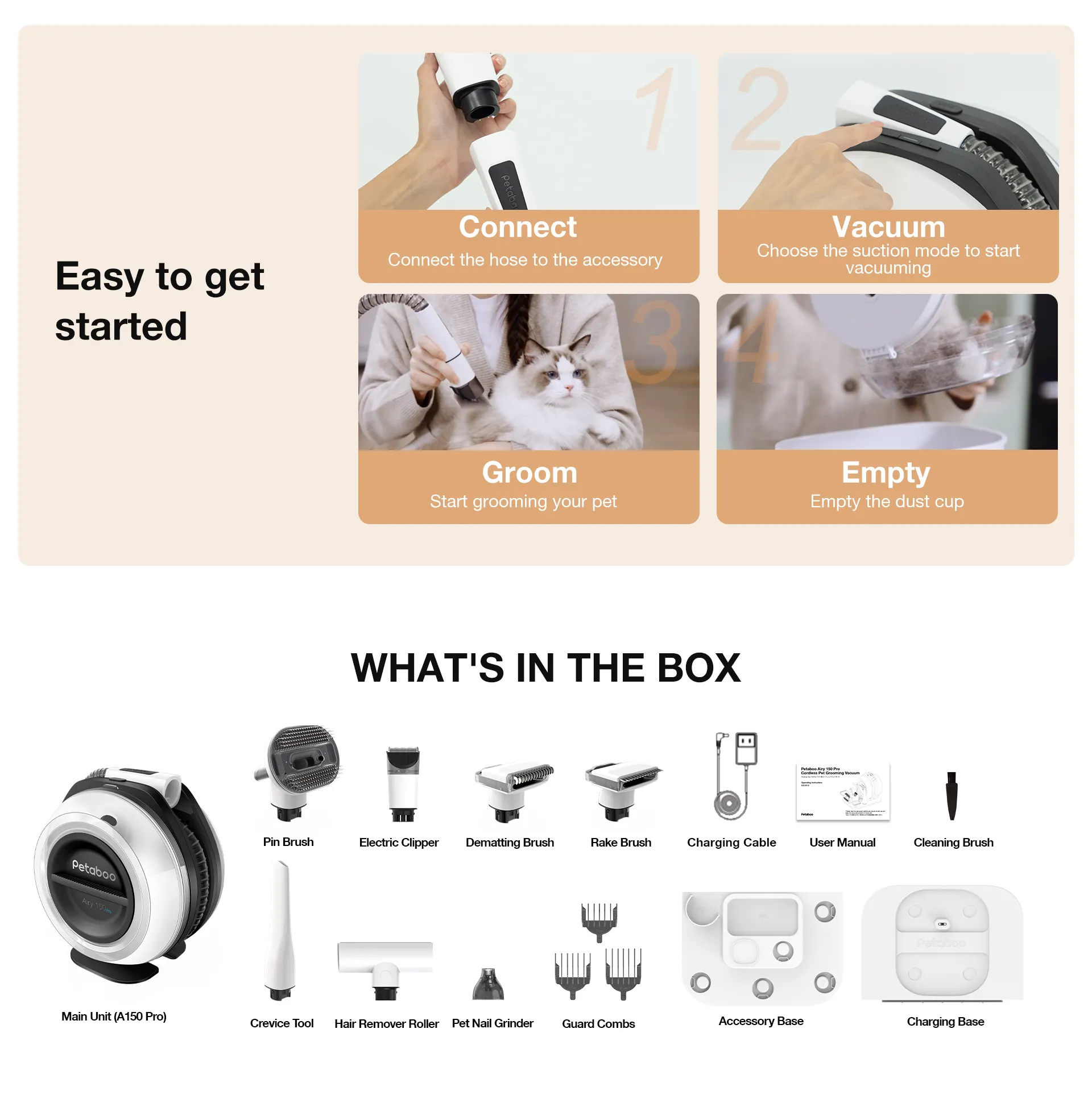 A150 Pro Crdless Pet Grooming Vacuum