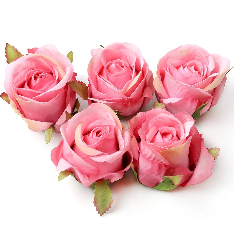 10 Pieces Pink Artificial Flower Wedding Shooting Props Handmade Diy Hair Accessories Decoration Flower Box Material