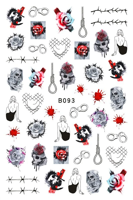 Happy Halloween Nail Sticker Manicure Self Adhesive Skull Toe Stickers Design Nail Art Decals for DIY Decor Wraps Witch Decals