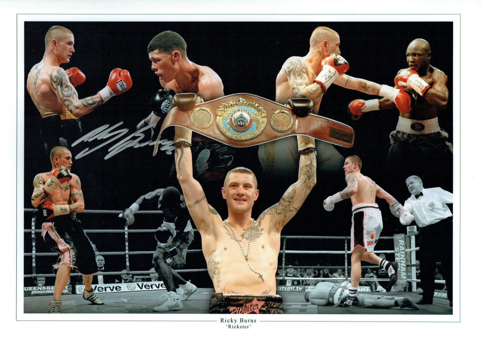 Ricky BURNS The Rickster Signed Autograph Boxer 16x12 Montage Photo Poster painting AFTAL COA