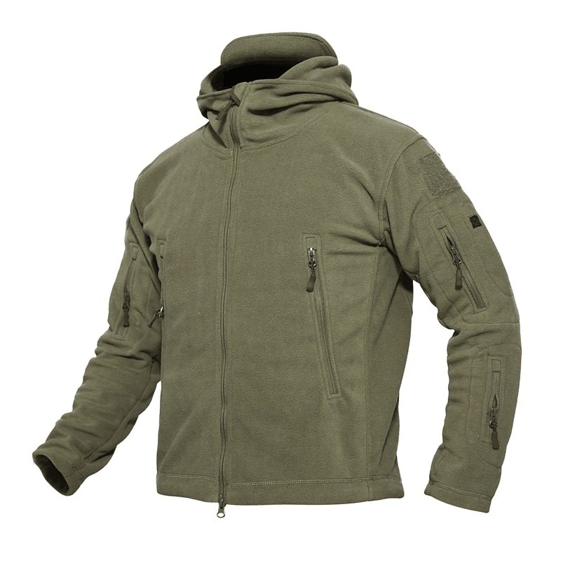 Mens Warm Fleece Outdoor Softshell Hooded Military Tactical Army Green Jacket