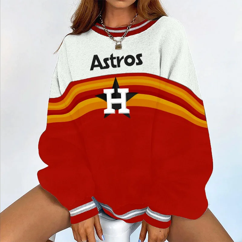 Vintage Women's Support Houston Astros Baseball  Print Sweatshirt