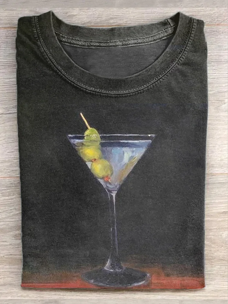 Unisex Drinking Art Graphic Print Casual Short Sleeve T-Shirt