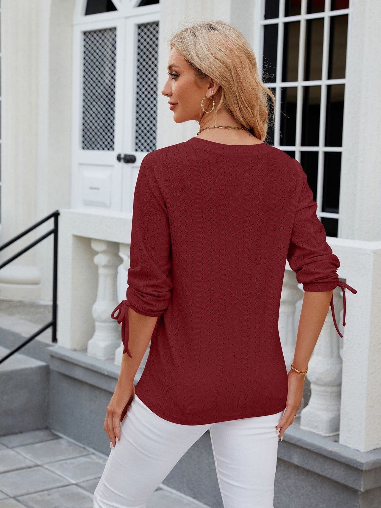 Grey Ribbed Knit Top with Short Sleeves