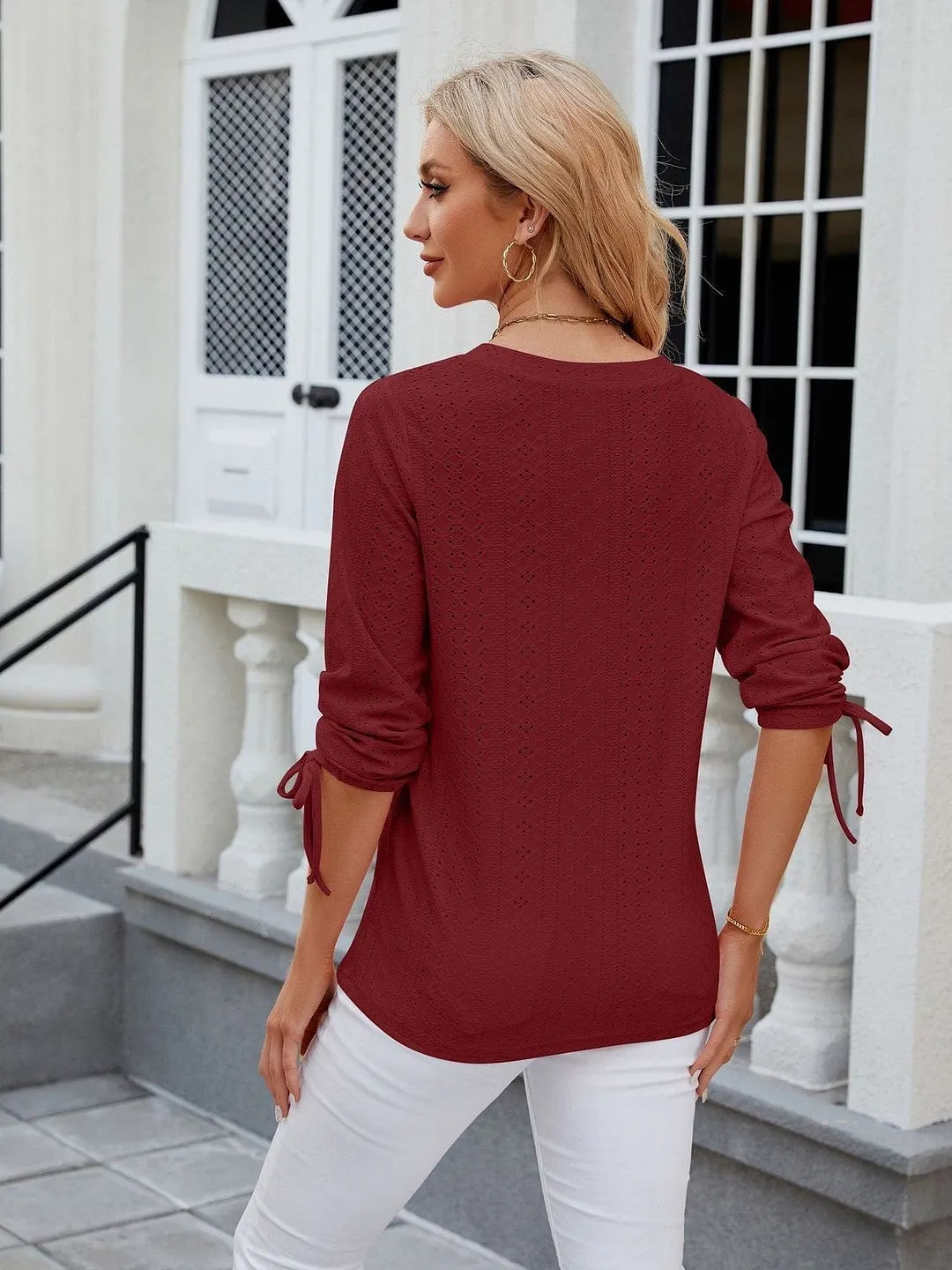 Grey Ribbed Knit Top with Short Sleeves