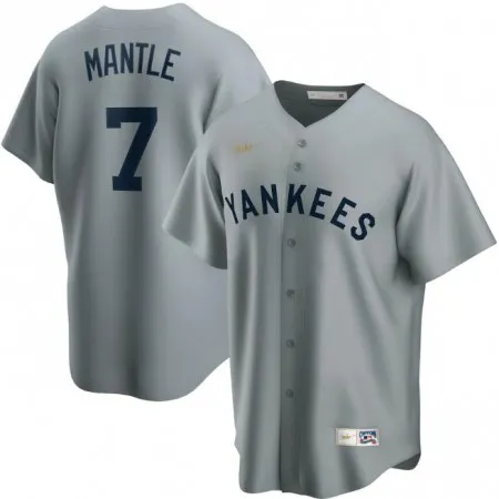 Men's New York Yankees #7 Mickey Mantle Grey Cool Base Stitched Jersey 2EZ6