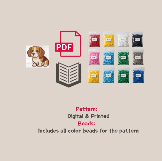 Beagle Dog Pattern Fuse Bead Kit  | Cute DIY Fuse 1138 Beads Set