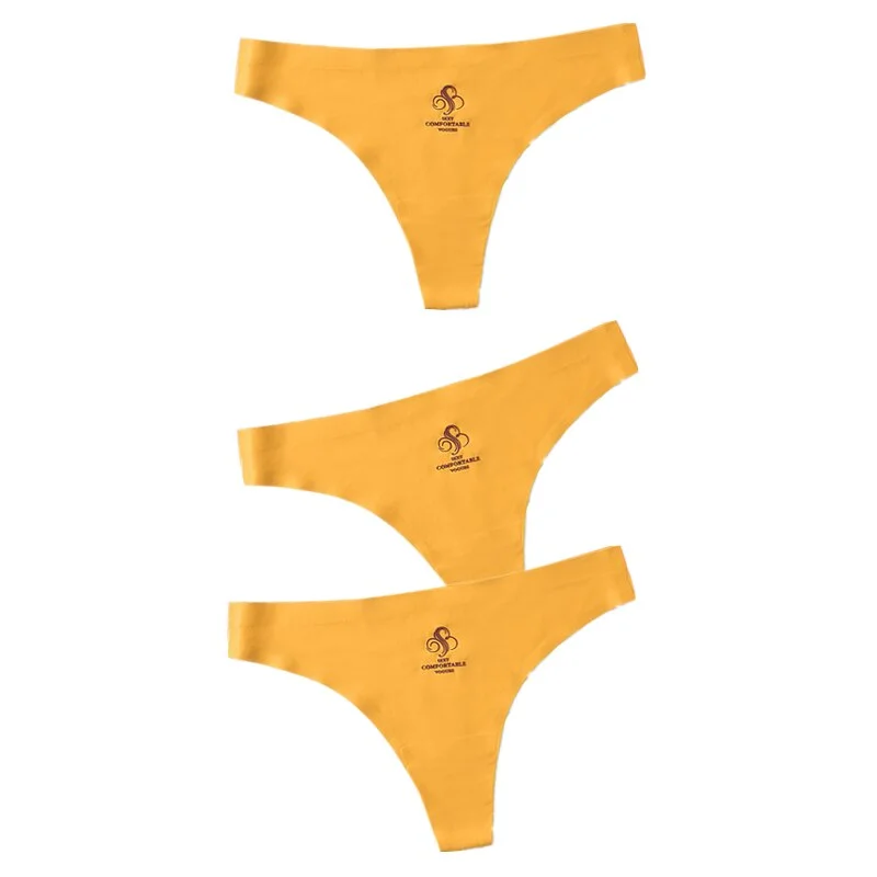 3pcs Women Thongs & G Strings Sexy Low-Rise Seamless Panties Ultra Thin Solid Thong Woman Invisible Plus Size Underwear Lingerie