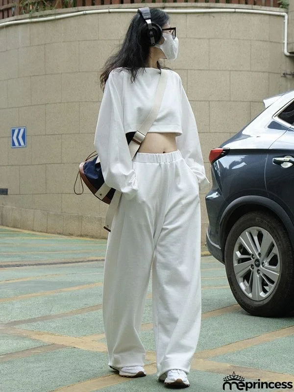 Casual Wide Leg Loose Solid Color Pants