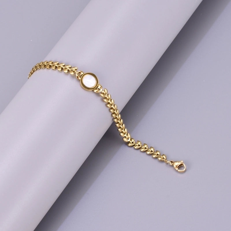 Minimalist Streetwear Solid Color 304 Stainless Steel Titanium Steel 18K Gold Plated Bracelets In Bulk